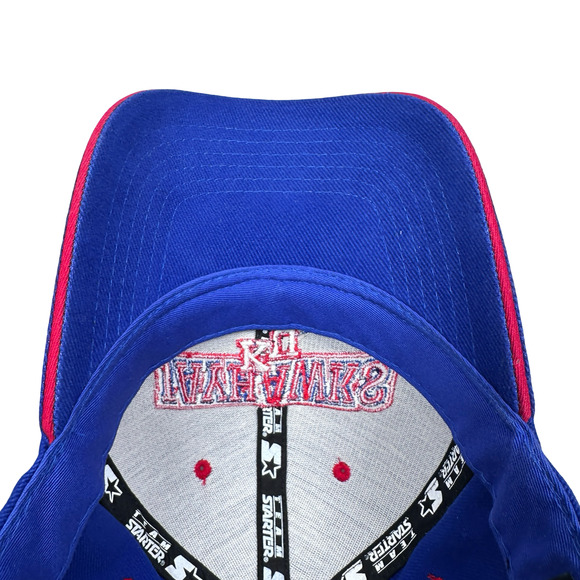 Vintage Starter Kansas Jayhawks Strapback Hat Mens Blue Embroidered Hook & Loop - Picture 7 of 9